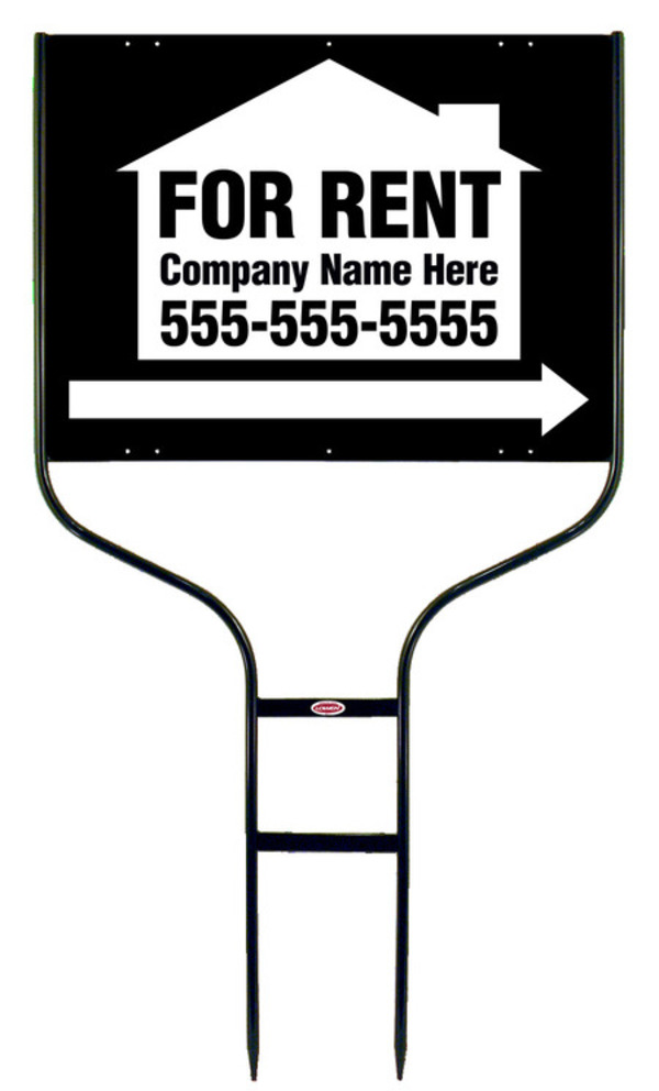 For Rent Round Rod Sign Units with Space for Company Name,  18h x 24w, Black